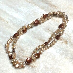 😍925 Bronze Baroque & Champagne Nuggett Necklace😍NWOT